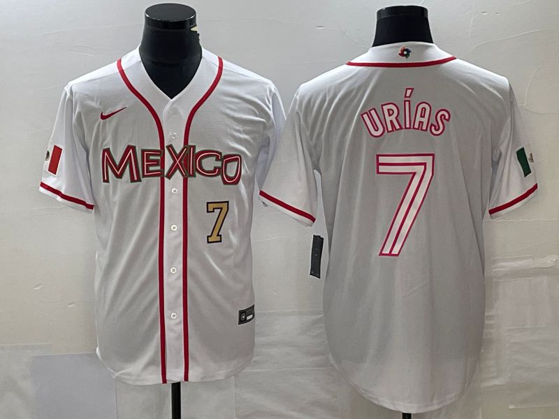 Men 2023 World Cub Mexico #7 Urias White Nike MLB Jersey48